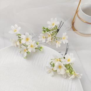 森系仿真小碎花发簪新娘头饰婚纱摄影汉服国风写真配饰婚礼发饰