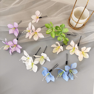 多色入百合仿真花朵发簪古风头饰百搭女新娘拍摄影造型立体发饰