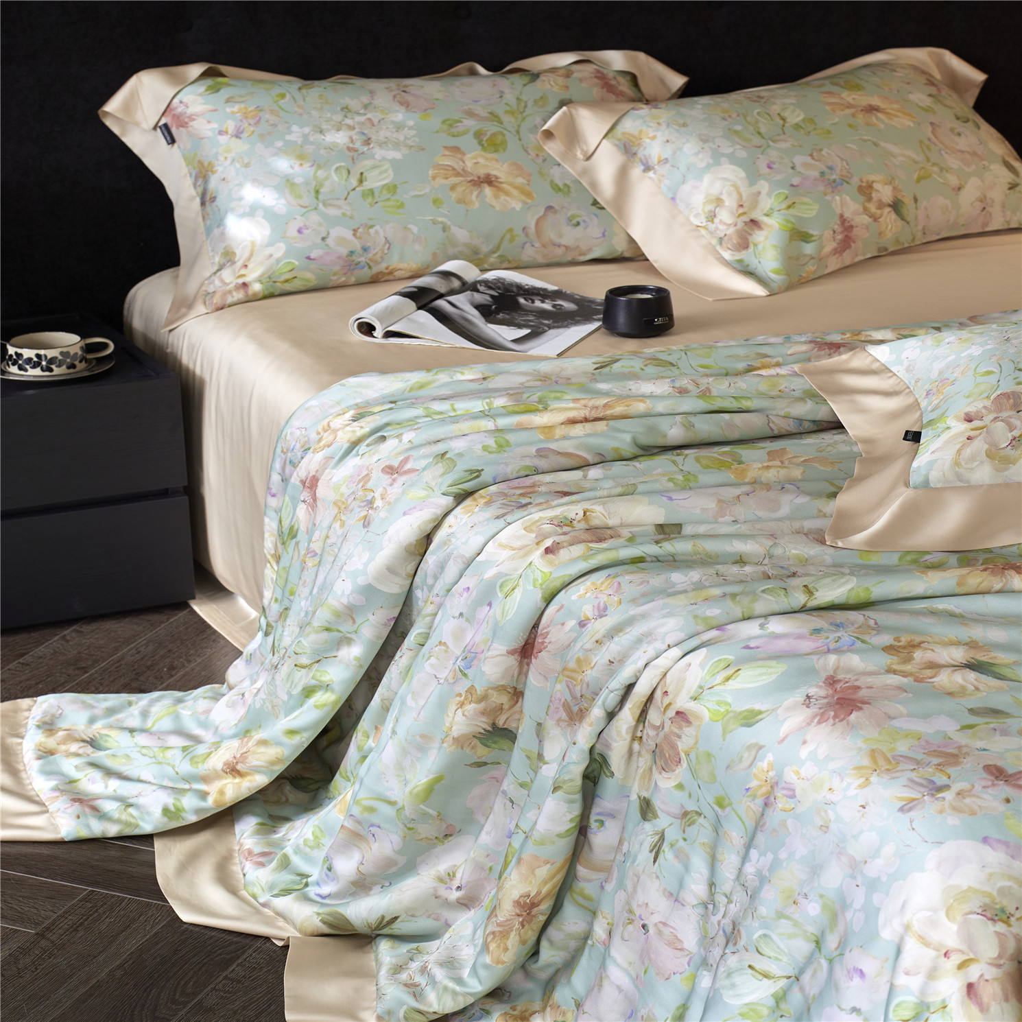 100支莱赛尔天丝夏凉被四件套空调被双人莫代尔桑蚕丝冰丝薄被子