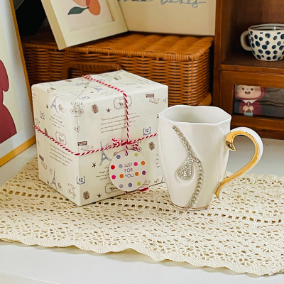 手工镶项链马克杯陶瓷水杯