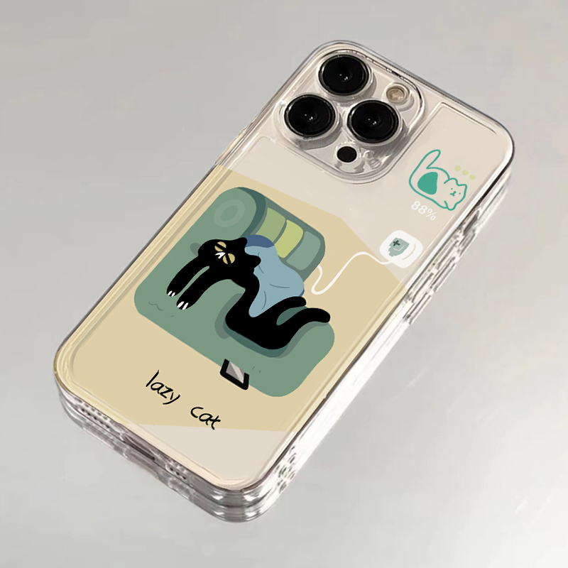 按摩椅上的小猫适用iphone15手机壳苹果16promax保护套华为Pura70透明vivox100小米14防摔oppo红米k70荣耀200