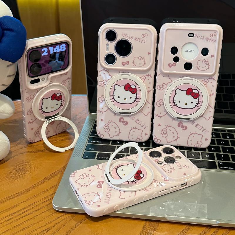 猫咪头像支架适用苹果17/16promax手机壳华为Mate80pro卡通Pura90荣耀600女OPPOReno15保护套VIVOX300小米17