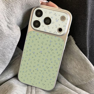16promax手机壳iPhone13华为mate80全包大视窗Pura70PRO防摔reno15保护套小米17pro 小清新绿碎花适用苹果17