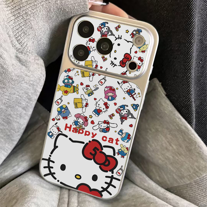 卡通双子星适用苹果17/16promax手机壳iPhone13华为mate80电镀秒变壳Pura70PRO防摔reno15保护套x300小米17p