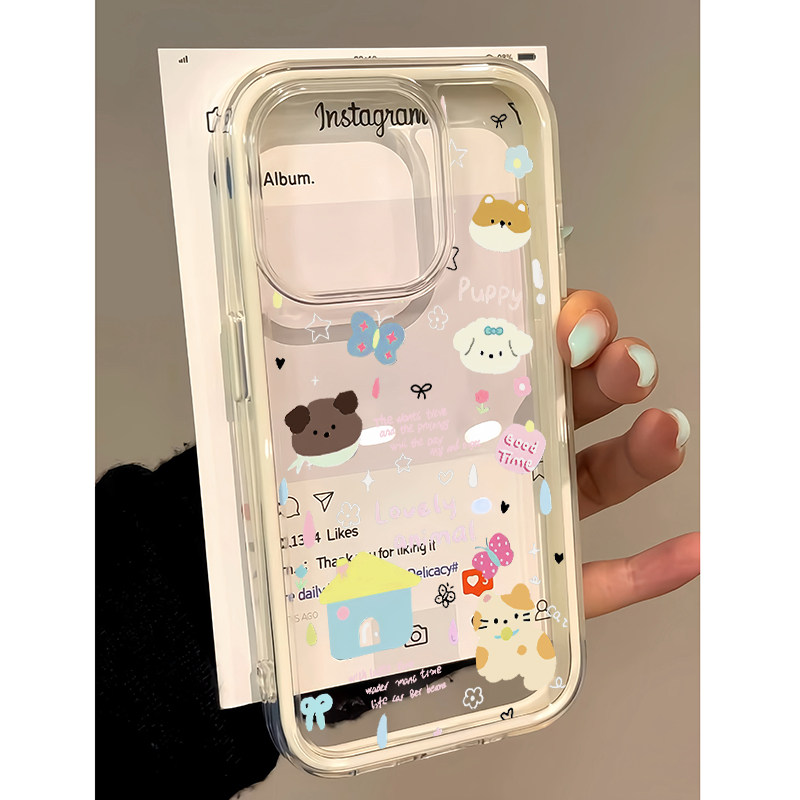 蓝屋子修勾小猫适用苹果16promax手机壳iphone15pro新款13三合一14Pro透明12卡通16pro硅胶11防摔15保护套软