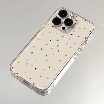 满屏彩色波点适用iphone16手机壳苹果15promax保护套华为Pura70透明vivox100小米14防摔oppo红米k70软荣耀200