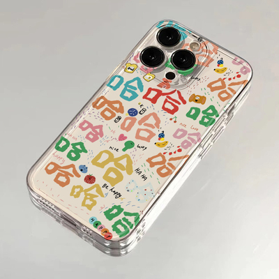 满屏彩色哈哈适用iphone15手机壳苹果16promax保护套华为Pura70透明vivox100小米14防摔oppo红米k70软荣耀200