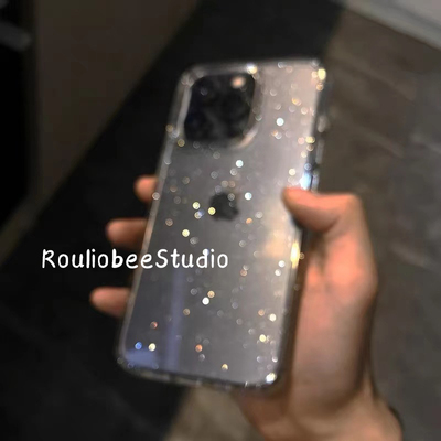 星空闪粉手机壳iphone17仙女16promax透明适用苹果15promax简约软壳X网红11高级14prox女神13气质细闪保护套