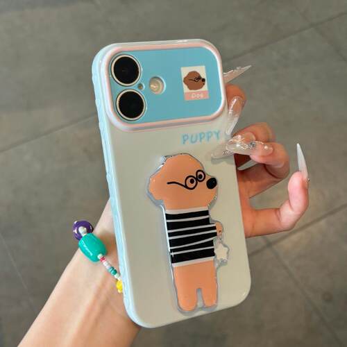 粉框条纹衫泰迪适用苹果17promax手机壳iPhone16por华为mate80小米17ACE3note14reno12nova16findx9K90p90K12