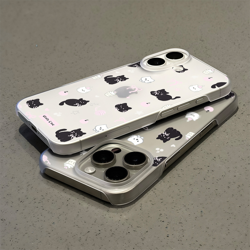 猫咪甜品蝴蝶结适用苹果16promax手机壳iphone14华为mate60pro磨砂PC硬壳P70荣耀300女reno13保护套s20小米15