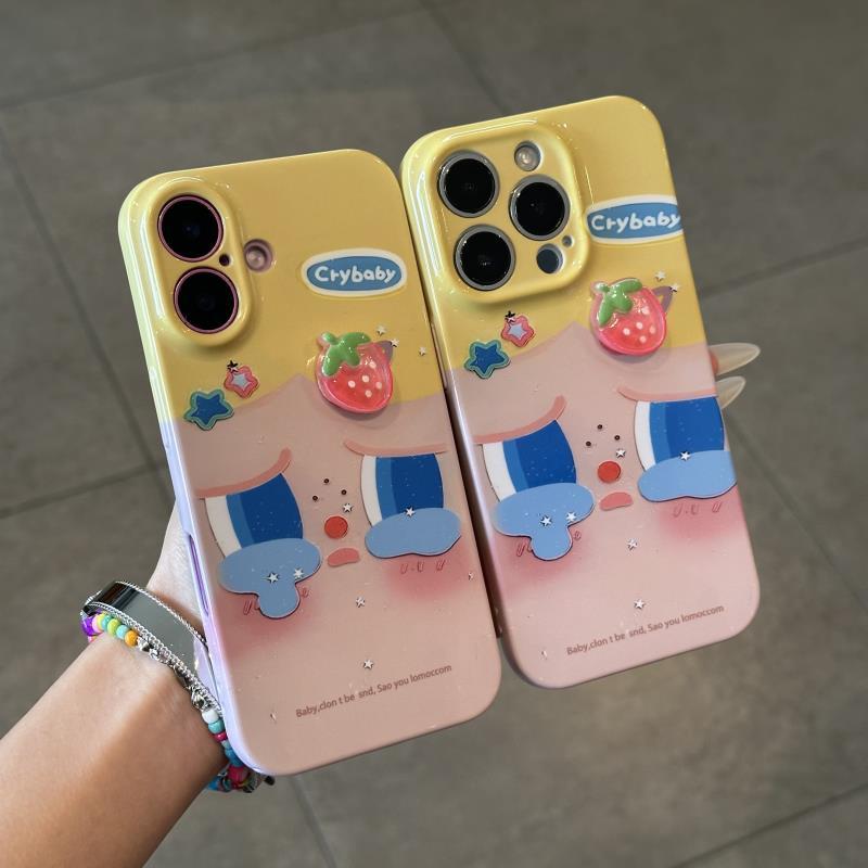 立体发夹哭娃适用苹果16promax手机壳iphone14华为mate60pro菲林Pura70荣耀300女reno13保护套vivos20小米15