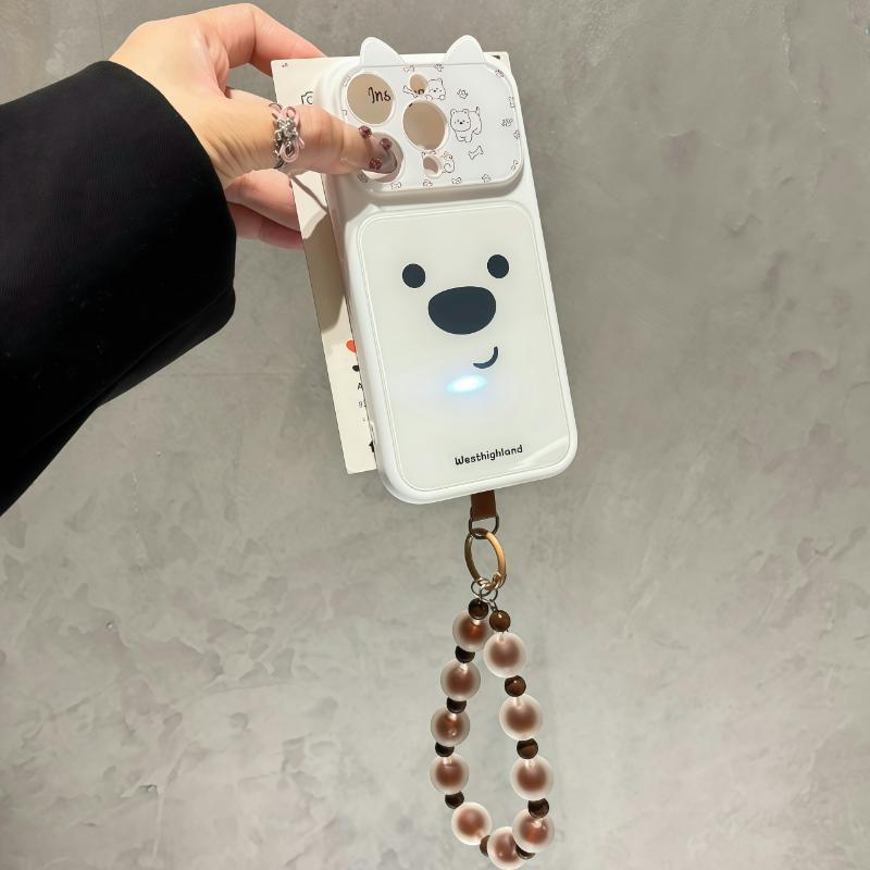 小狗萌表情立体耳朵珠链挂绳适用苹果17promax手机壳华为Mate80全包Pura90荣耀600防摔Reno16手机套S60小米17
