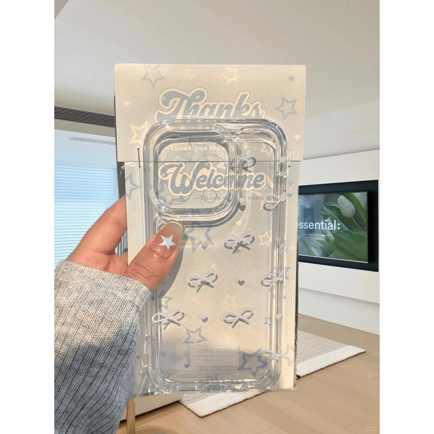 蓝色波点蝴蝶结适用iphone15手机壳苹果16promax保护套华为Mate70透明vivox200小米防摔reno13红米k80荣耀300