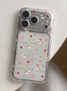 满屏烟花小马适用苹果17/16promax手机壳iPhone15华为mate60pro透明Pura70荣耀300女reno13保护套s20软小米17