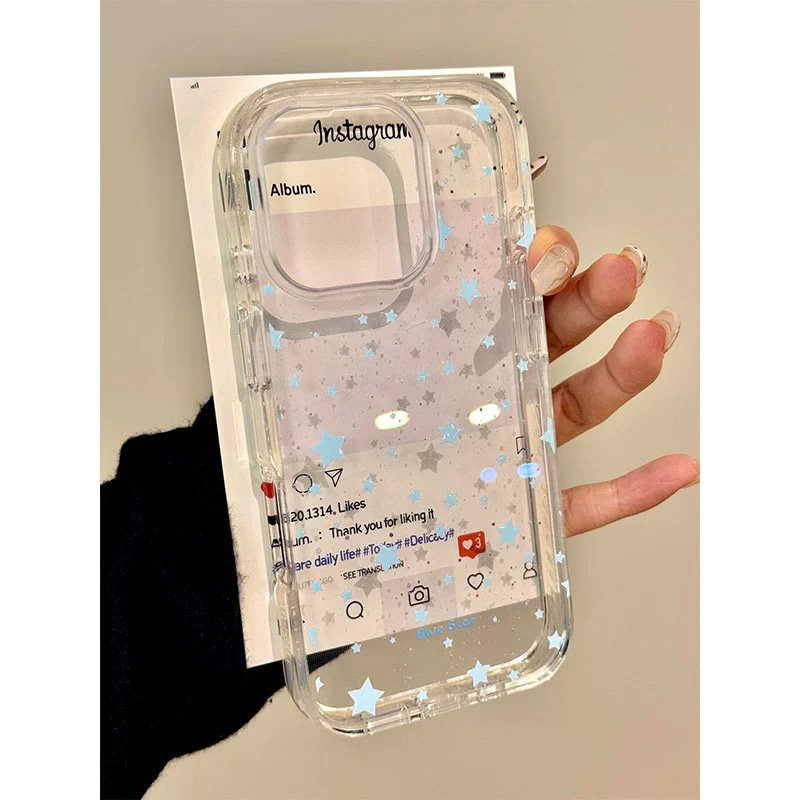 Baby蓝星星适用iphone15手机壳苹果16promax保护套华为Mate70PRO透明X200小米15防摔Reno13红米K80软荣耀300