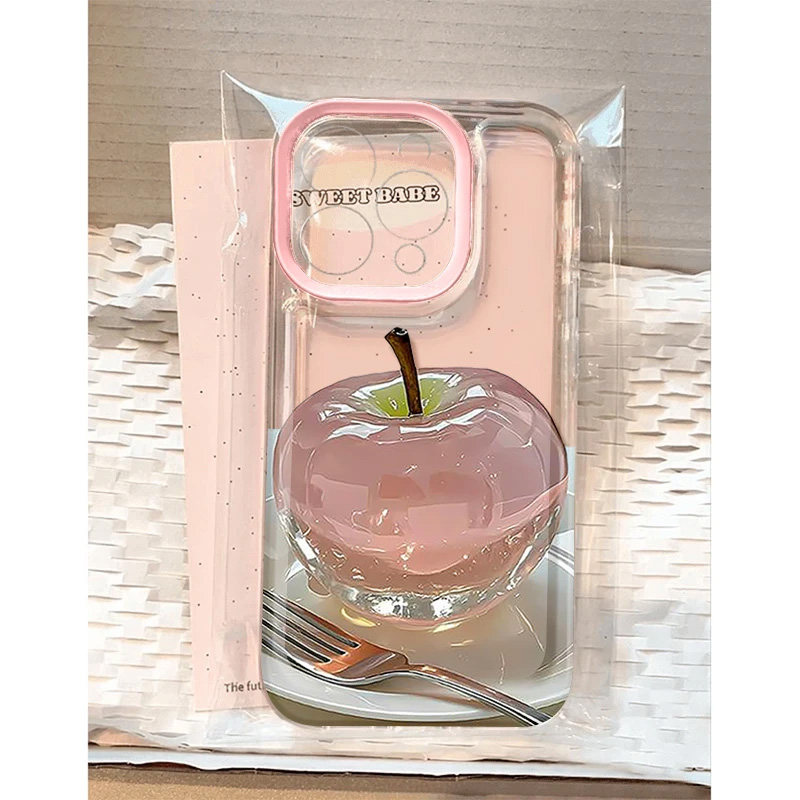 水晶苹果适用iphone15手机壳苹果16promax保护套华为Mate70PRO透明vivoX200小米15防摔Reno13红米K80荣耀300