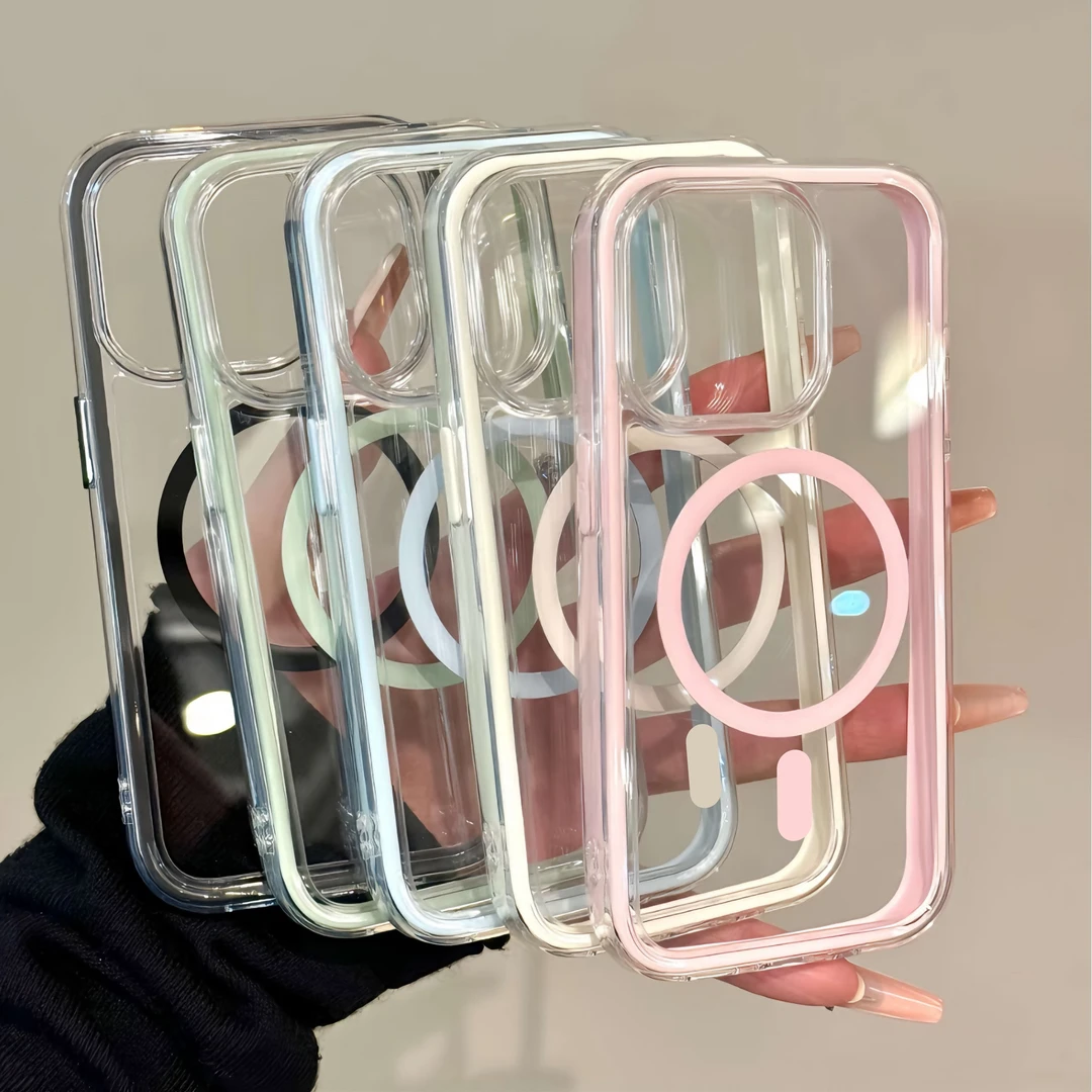 ins小众简约透明磁吸壳适用苹果16promax手机壳iPhone15女新款14网红13高级感16时尚15Pro防摔14pro保护套男