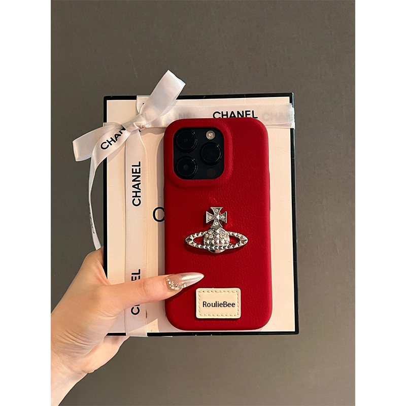 韩系ins简约小众立体土星适用苹果15promax手机壳iPhone14女新款13皮质12高级感15Pro防摔保护套14pro个性15