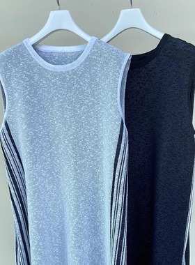 MACQNF89331MQ无袖背心连衣裙女显瘦竹节纱直筒裙打底裙