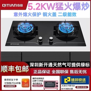 奇田(家电) JZY-A20 燃气灶天然气双灶具家用液化气煤气灶5.2KW