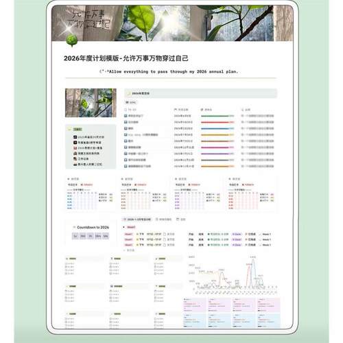 软体Notion｜2026年度计划模版·时间管理·生活可视化