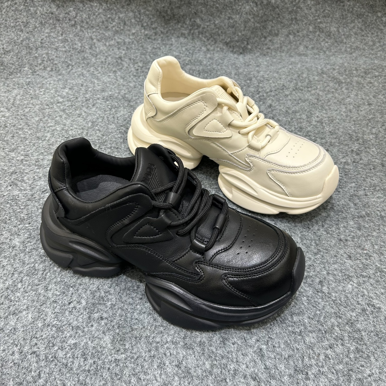 欧洲站真皮巴黎厚底老爹鞋2025新款百搭增高休闲运动鞋时尚跑步鞋