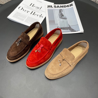 欧货真皮乐福鞋2025秋季超软一脚蹬反绒羊皮豆豆鞋金属扣平底单鞋