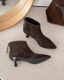 欧洲站切尔西时装 羊皮尖头细跟高跟短靴瘦瘦靴子2025秋冬 靴女新款