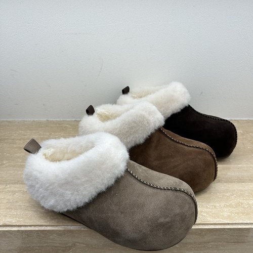 欧洲站5CM小土豆雪地靴磨砂牛皮时2025新款保暖一脚蹬毛毛鞋女鞋