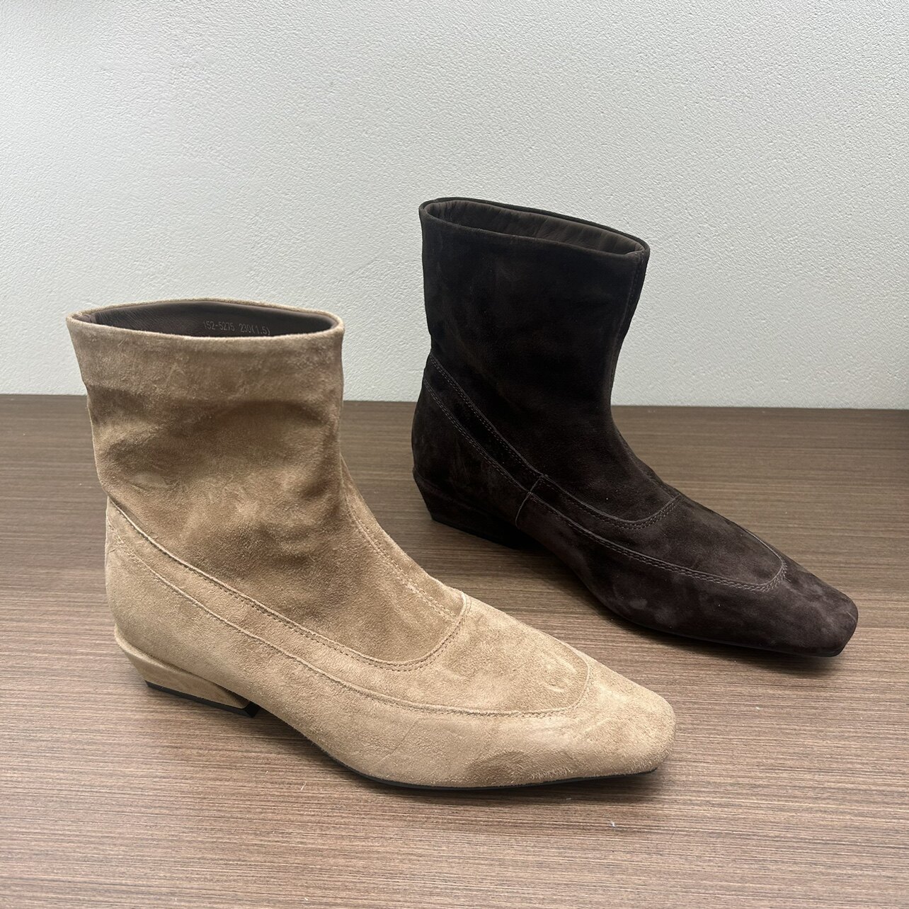 欧货羊皮小裸靴女2025秋冬舒适法式真皮小方头瘦瘦靴低跟时装短靴,女鞋,马丁靴,淘宝优惠券,粉丝福利购,淘宝优惠卷