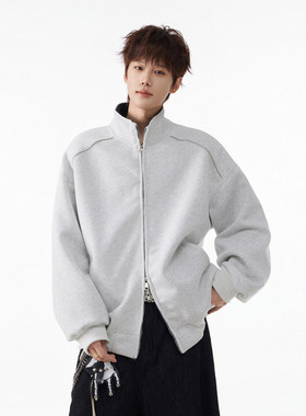 「设计师品牌」26春装 美式高街 双层双面卫衣立领外套