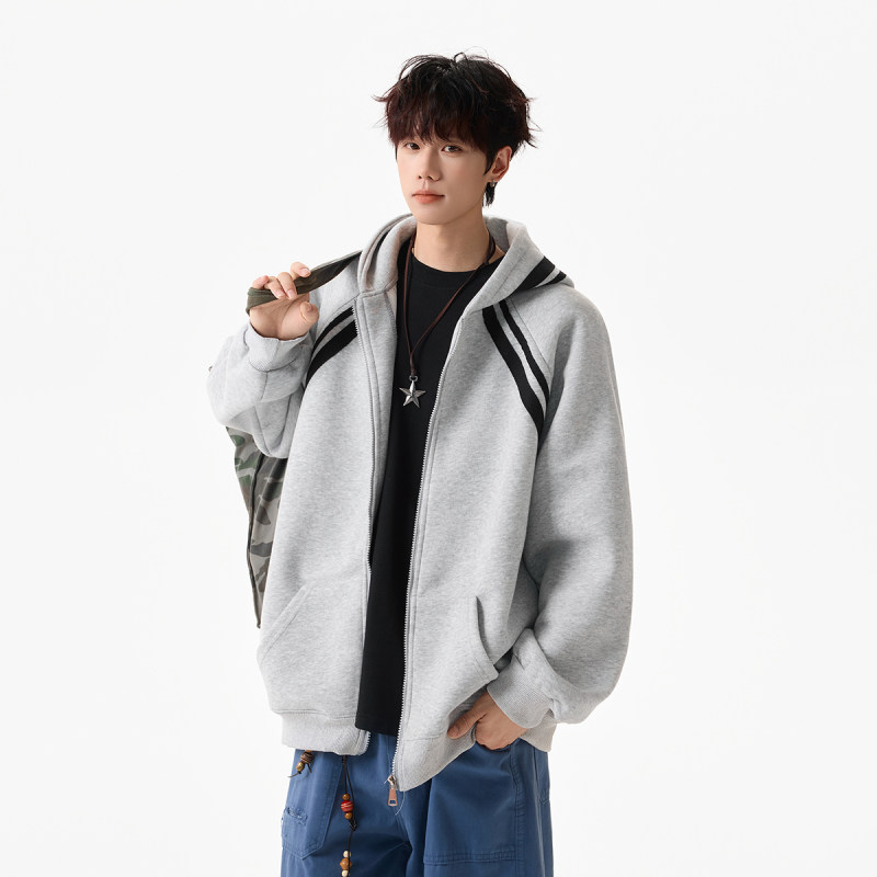 「设计师品牌」重磅420克65棉长袖开衫简约宽松纯色卫衣秋季新款