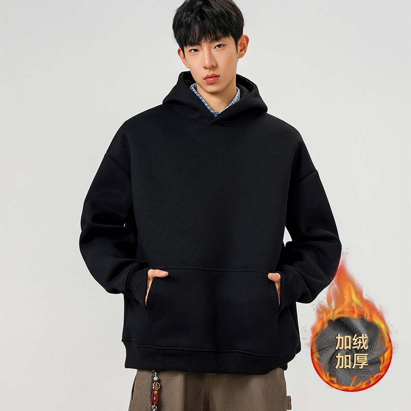 「设计师品牌」330g加绒款连帽套头卫衣光板可得物