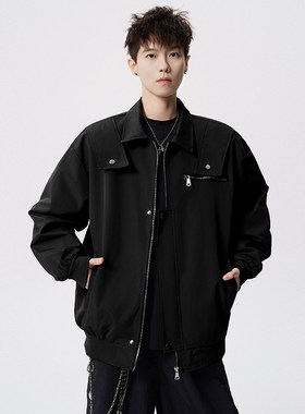 「设计师品牌」翻领青年新款外套个性大码春季男士休闲夹克潮流