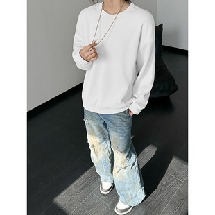 「设计师品牌」中国红 2026春新 男女同款 华棉光板纯色圆领卫衣