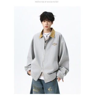 「设计师品牌」翻领卡哈特重磅简约经典高级休闲百搭潮夹克外套男