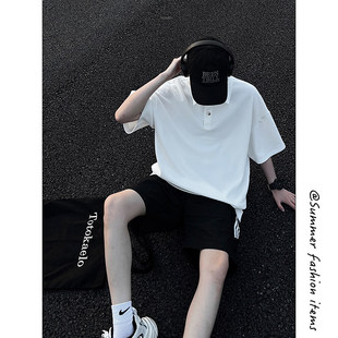 「设计师品牌」polo衫纯色夏季运动休闲大码情侣短袖T恤内搭T