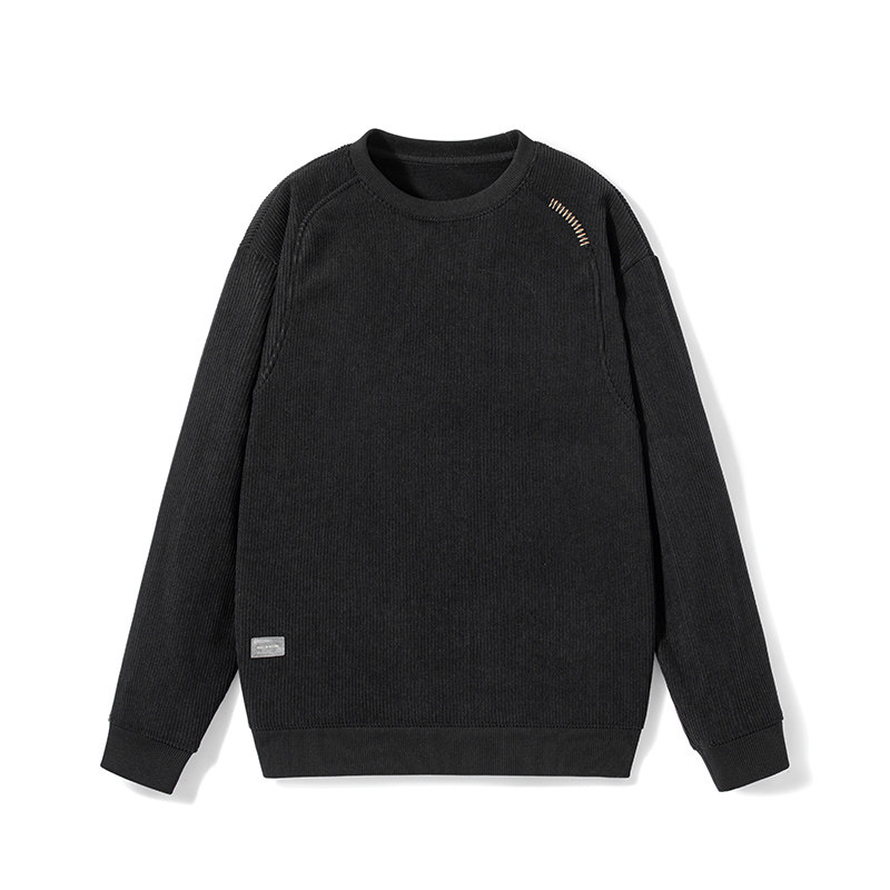 秋冬插肩袖圆领卫衣男加绒青年微阔休闲潮流加厚打底长袖T恤