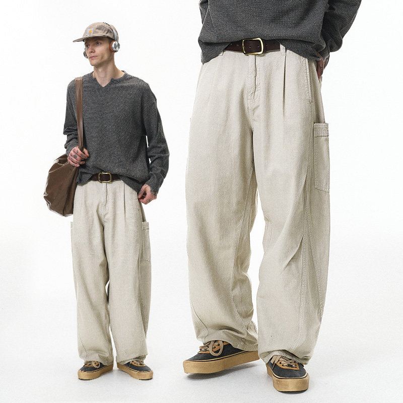 「设计师品牌」美式解构多口袋工装裤秋季潮牌休闲宽松男士长裤