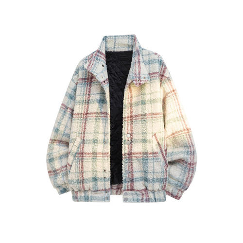 「设计师品牌」复古小香风夹棉毛圈格子呢外套一件过冬 阔版棉衣