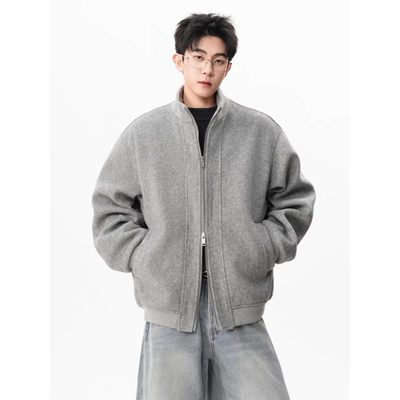 「设计师品牌」潮牌痞帅休闲翻领高质量龙凤尼夹克外套