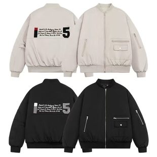 加绒加厚冬男棒球立领棉衣工装 大口袋棉袄印花棉服外套