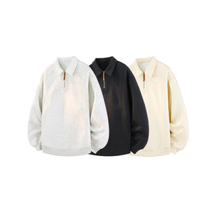 「设计师品牌」春季新款宽松轻熟休闲风Polo领卫衣