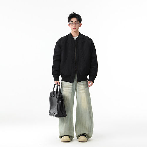 「设计师品牌」加绒牛仔棉服男冬季棉衣外套羊羔绒加厚毛领