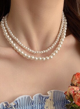 度假风珍珠项链女轻奢小众高级感颈链夏季2026新款简约锁骨链配饰
