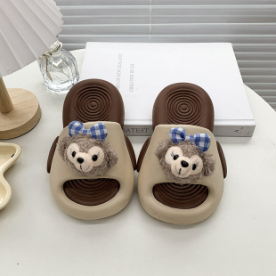 2026春季新款亲子儿童拖鞋舒适大头拖鞋卡通雪莉玫毛绒公仔一字拖