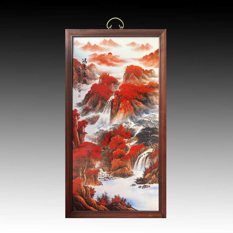 瓷板画玄关客厅装饰画中式