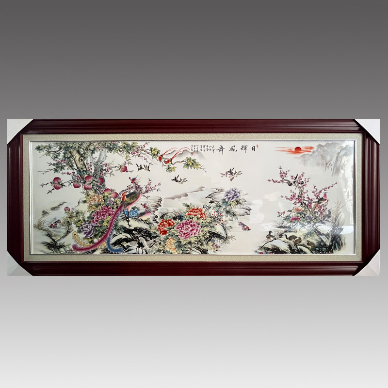 景德镇手绘中式客厅瓷板装饰画