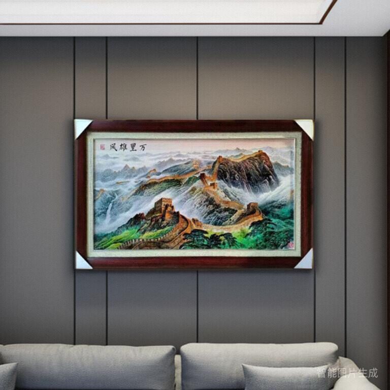 客厅玄关中式瓷板画装饰画