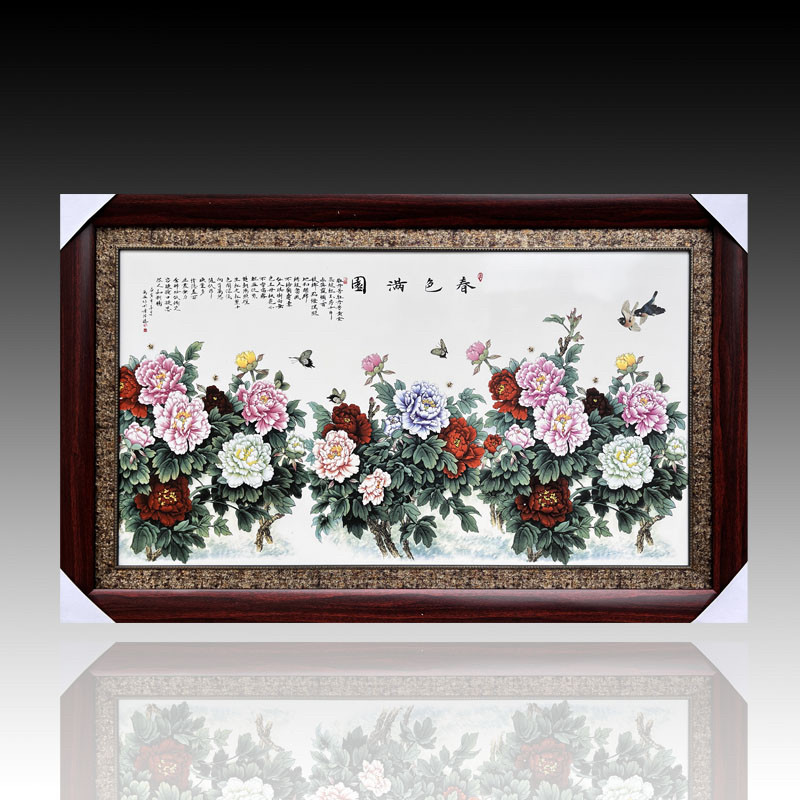 陶瓷花开富贵中式风客厅装饰画